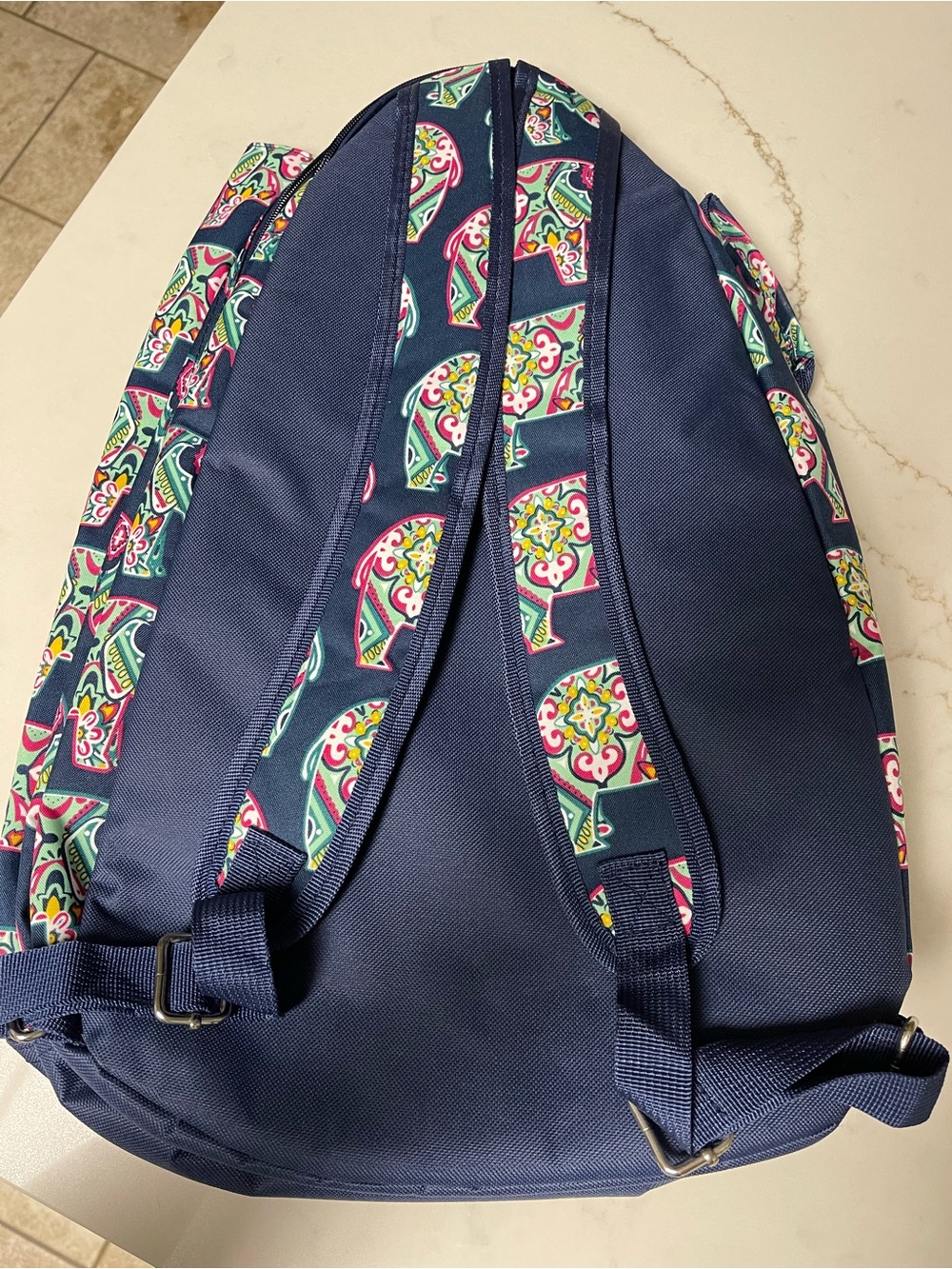 NGil Navy Elephant Print Tennis or Pickle Ball Racquet and Gear Sling Backpack - Picture 8 of 8